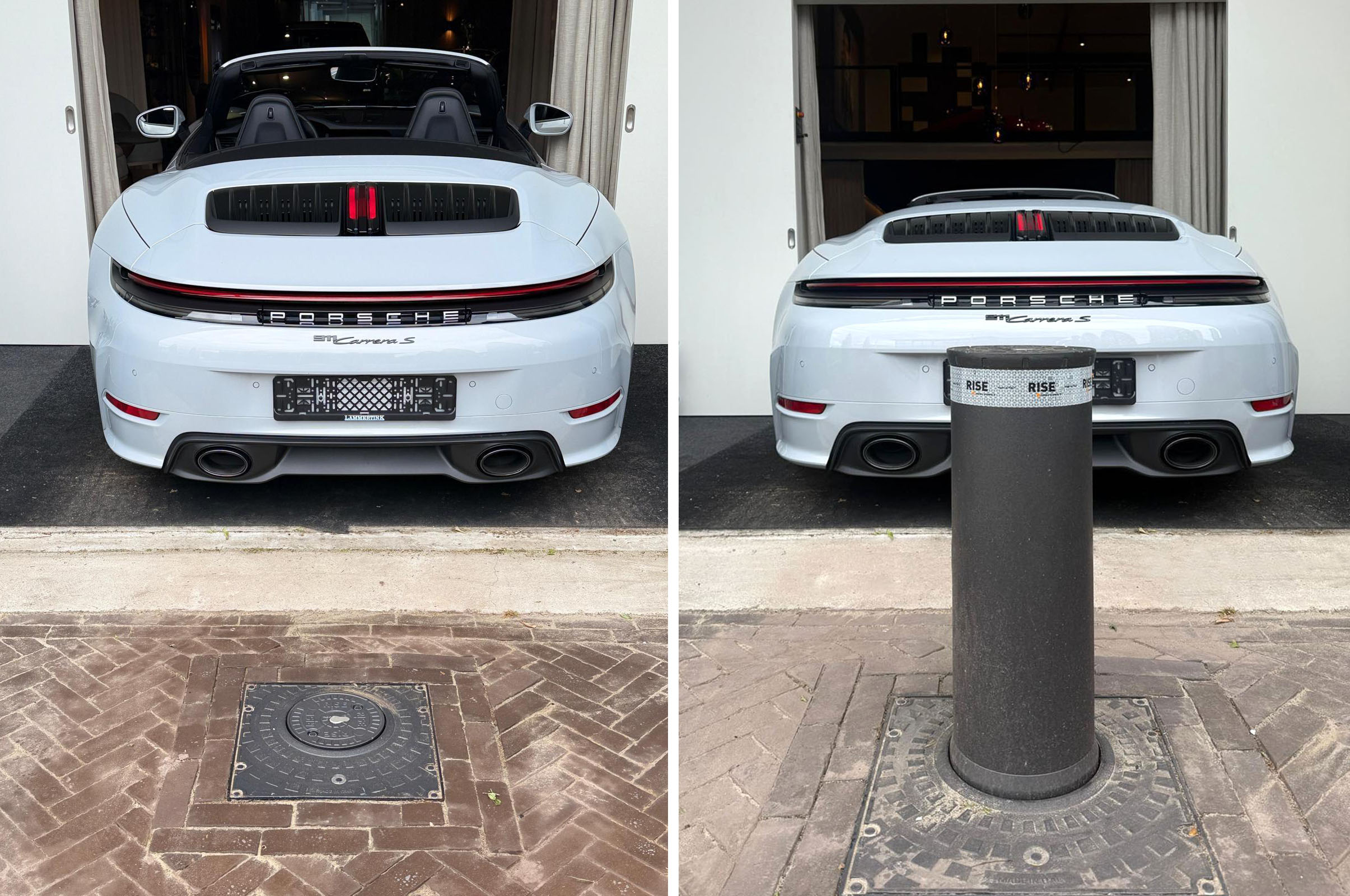 Porche protetta da un dissuasore alzato